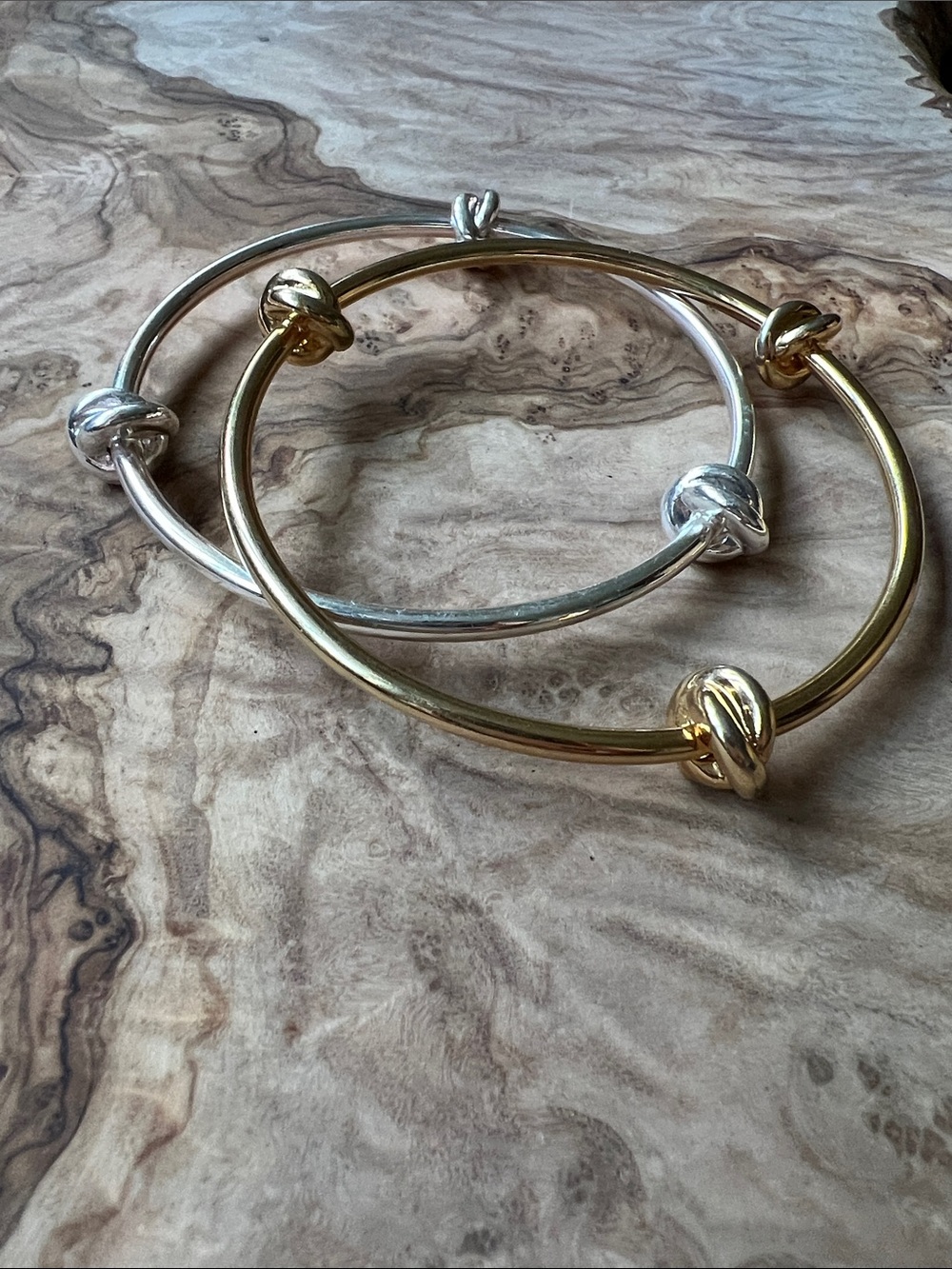 Gold and Silver Knot Bangle Bracelets - Women Jewelry